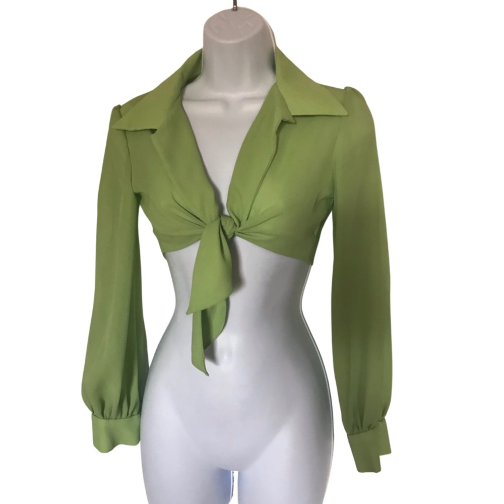 Asata Maise green tie front crop top